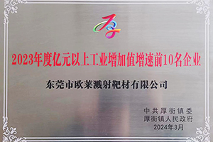 2023年度億元以上工業(yè)增加值增速前10名企業(yè)